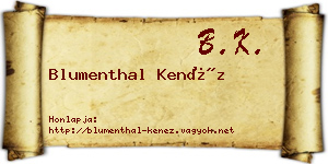 Blumenthal Kenéz névjegykártya